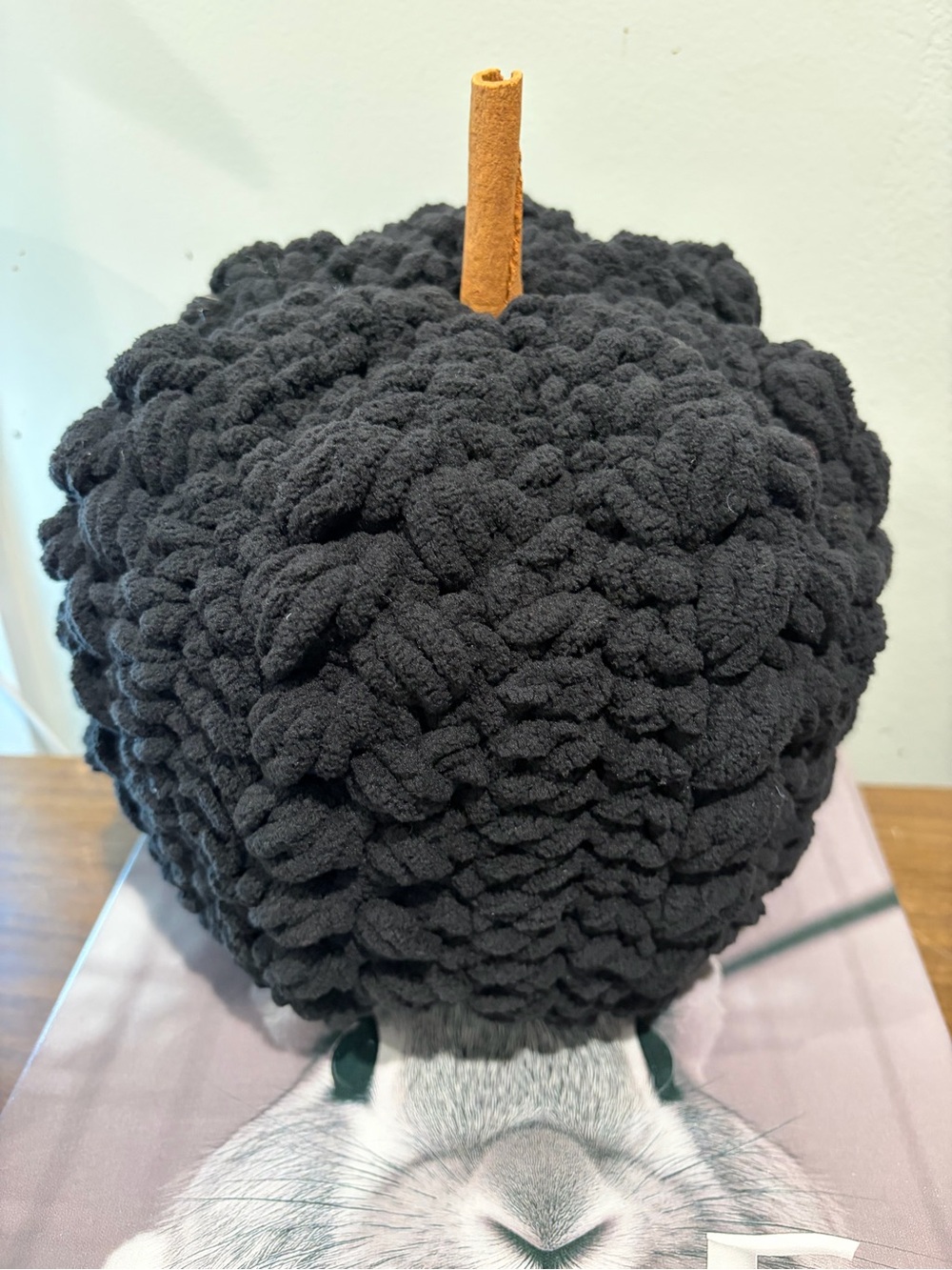 Handmade Black Crochet Pumpkin Gothic Halloween Spooky Fall Decor - Picture 2 of 3